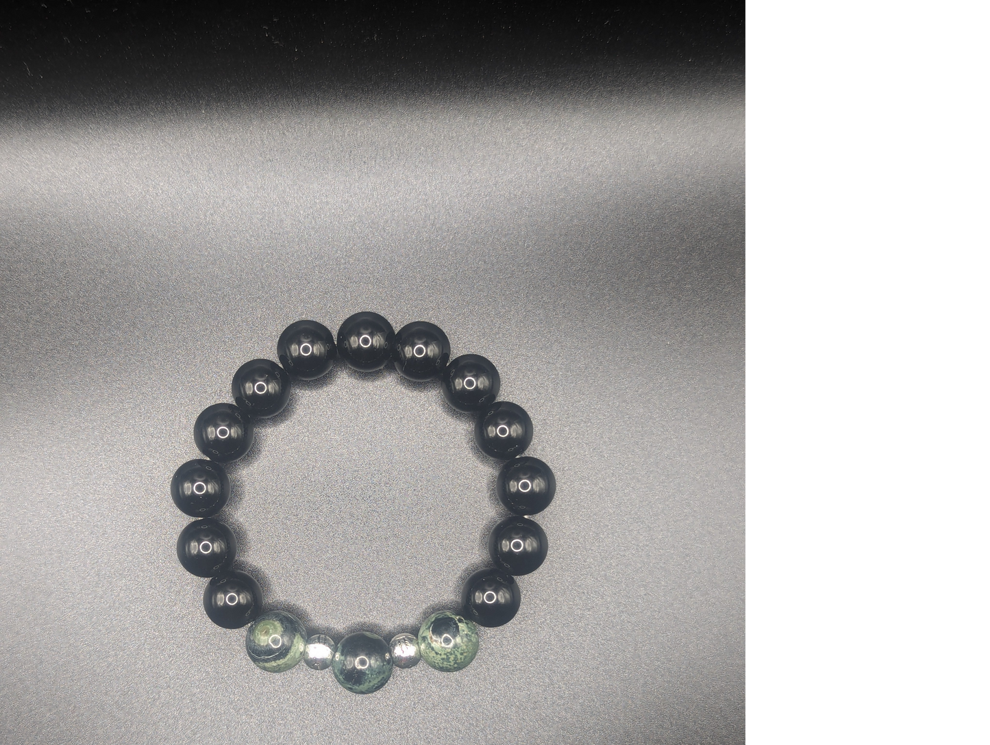Green Kambaba and Black Obsidian Bracelet