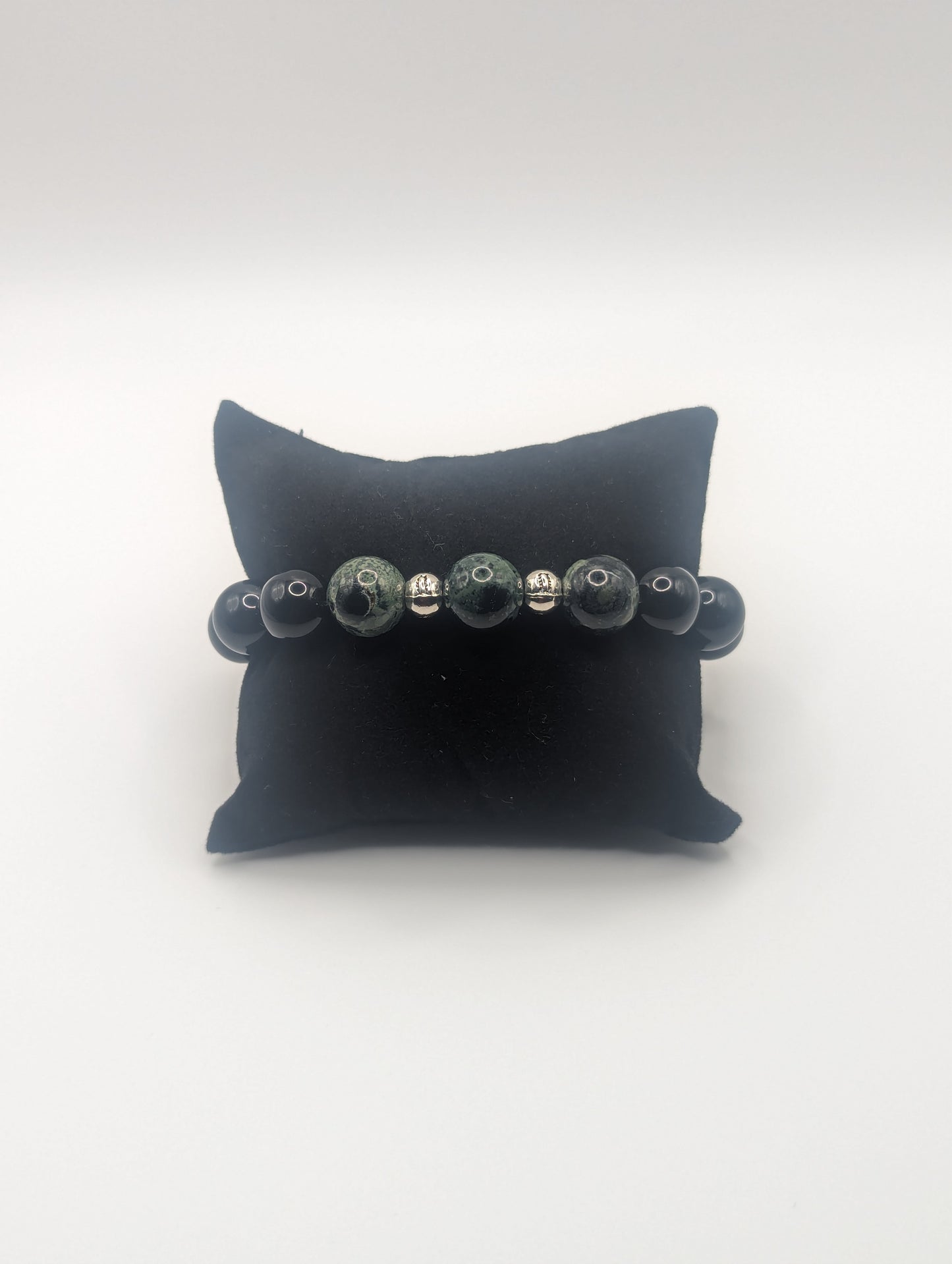 Green Kambaba and Black Obsidian Bracelet