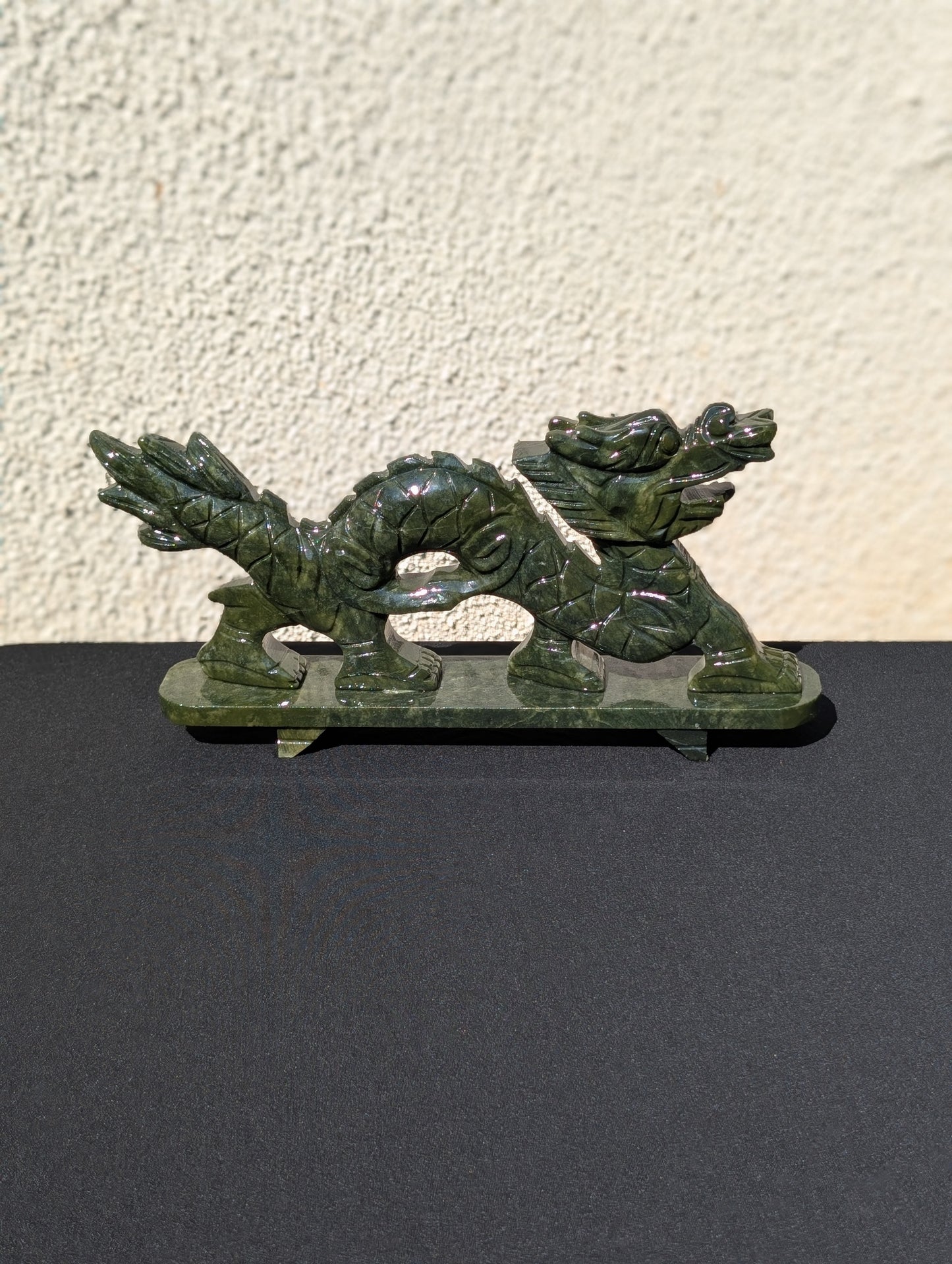 Jade Dragon Carving – 5.7" H | 11" L | 2.8 lbs