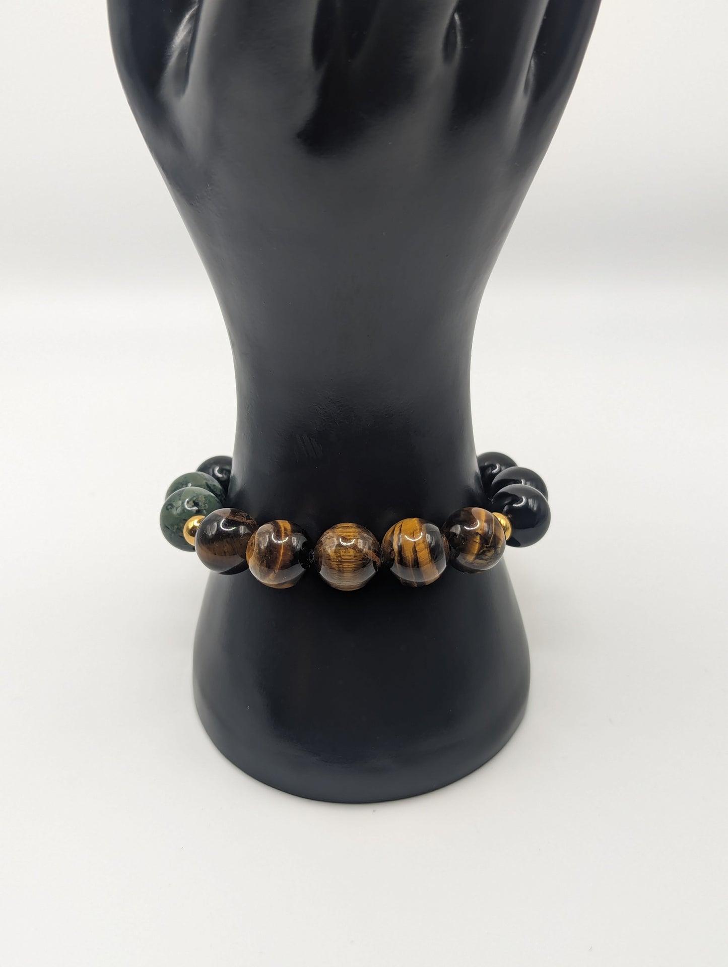 Protection and Grounding Trio Bracelet (black obsidian, tiger's eye, kambaba jasper)