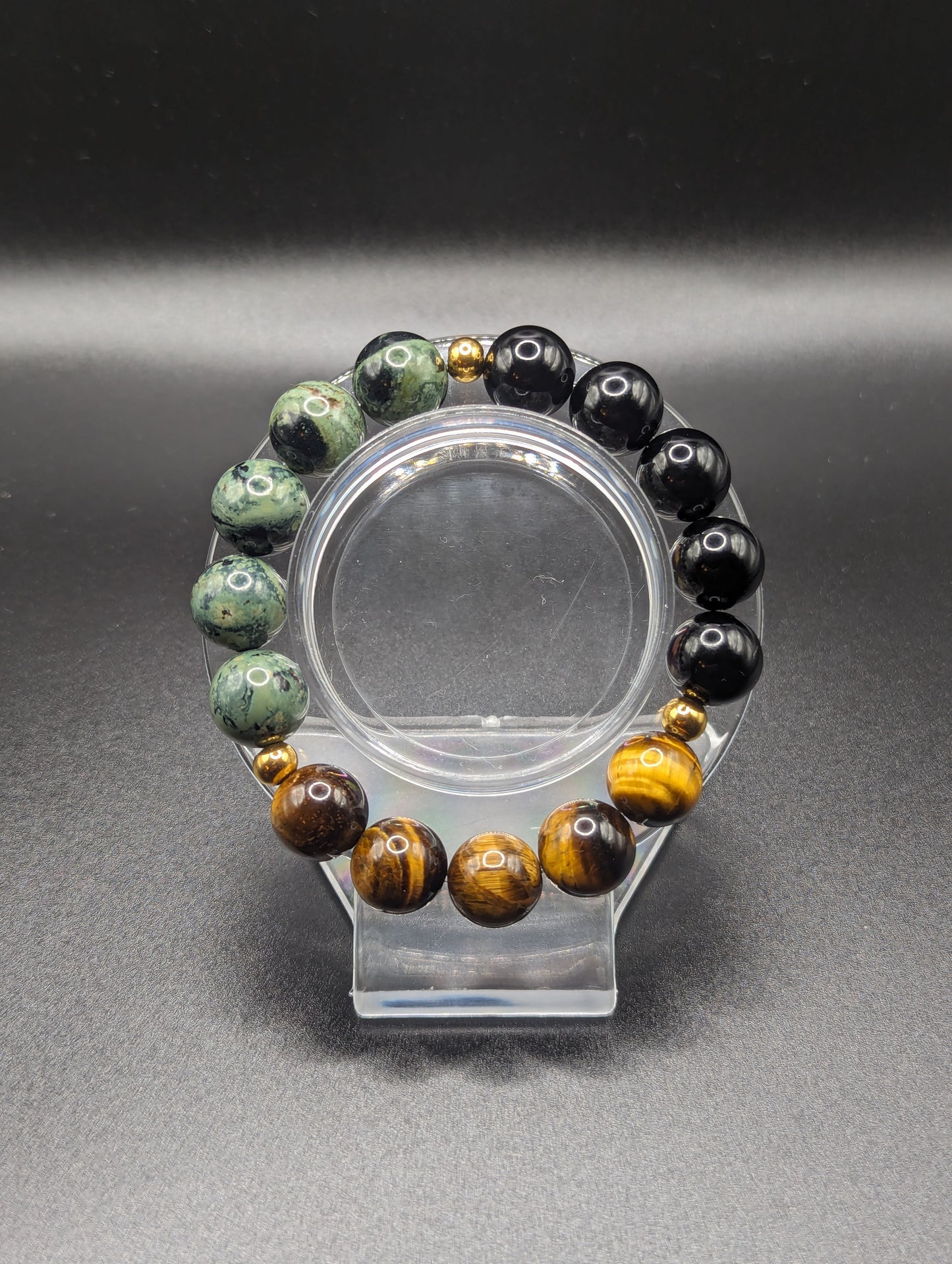 Protection and Grounding Trio Bracelet (black obsidian, tiger's eye, kambaba jasper)