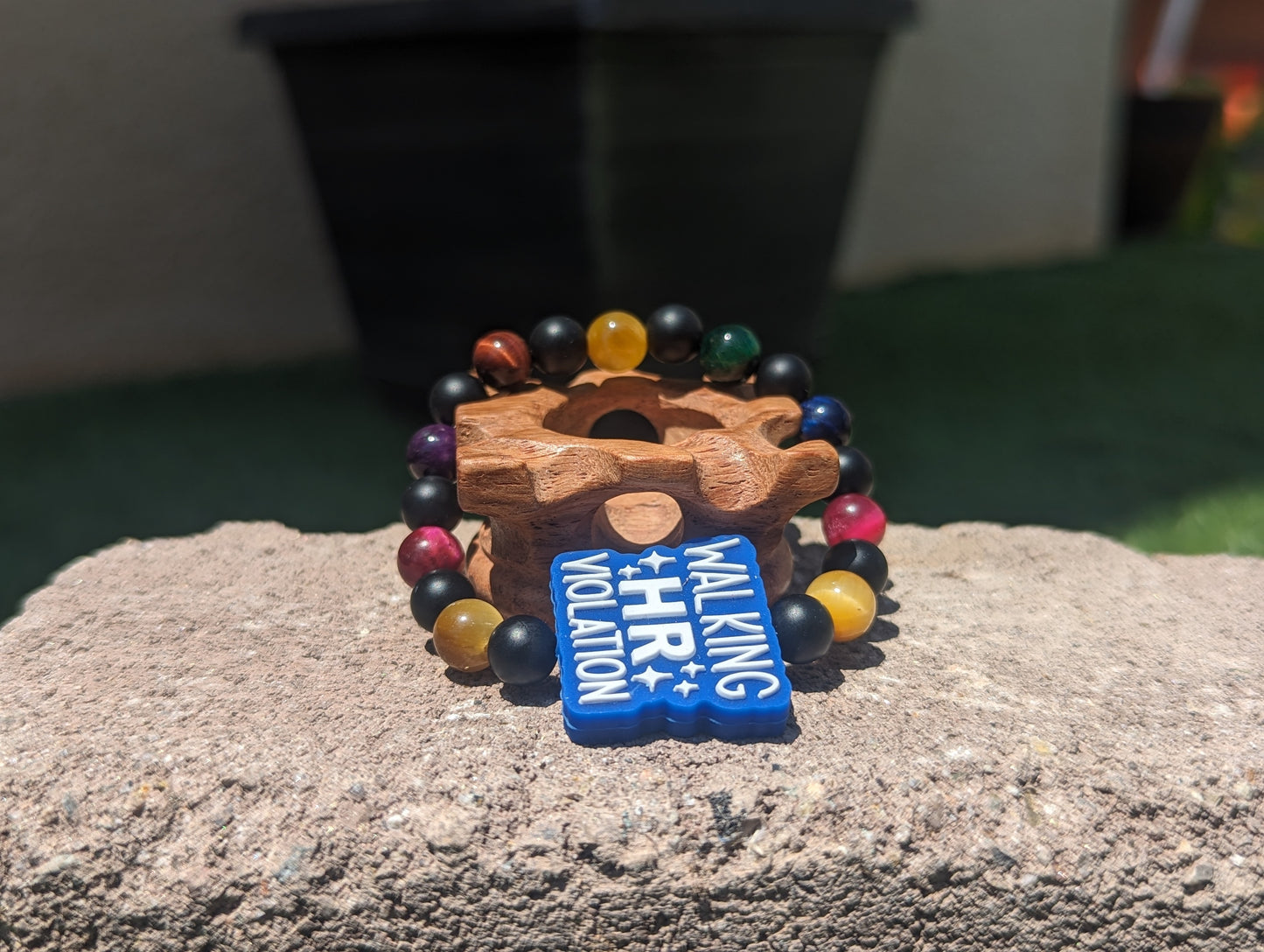 Walking HR Violation Bracelet (Matte Obsidian and Multi Color Tiger's Eye)