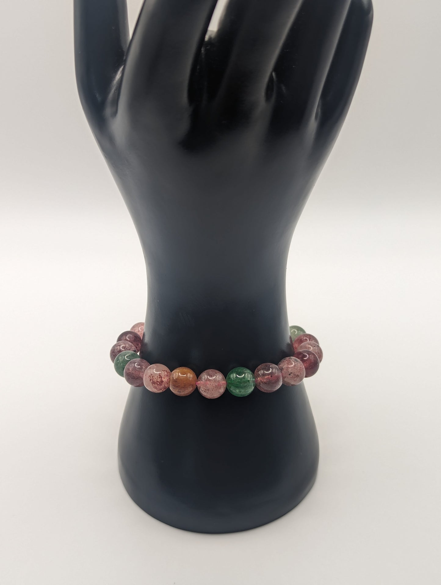 Pink and Green Strawberry Quartz Bracelet