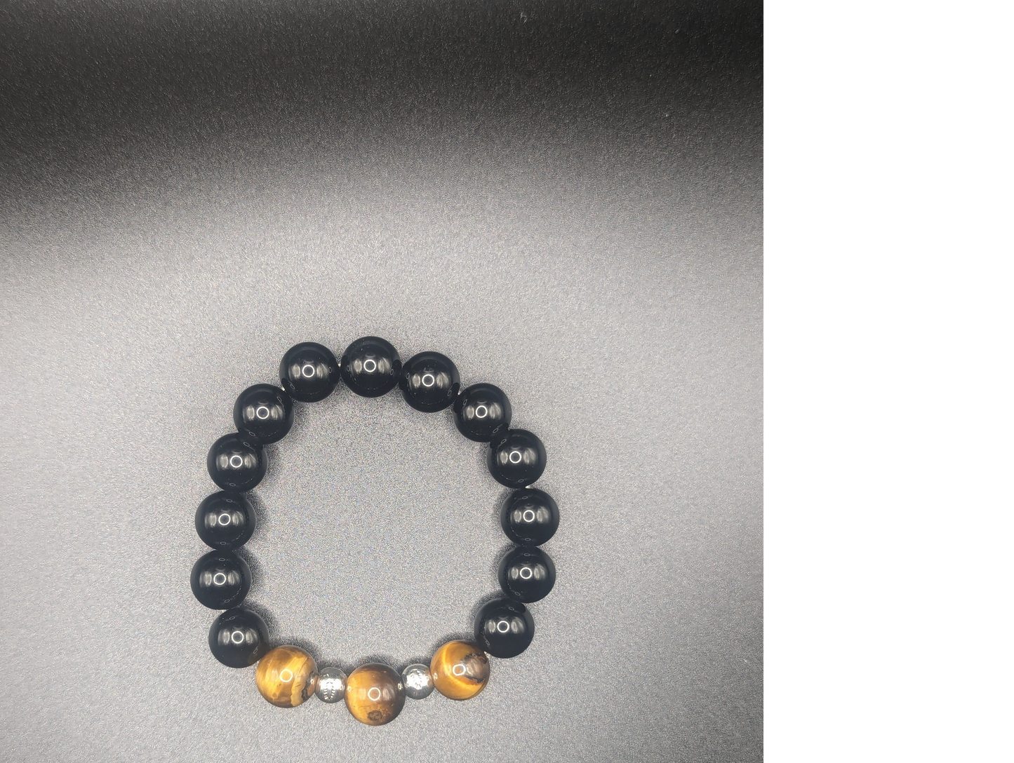 Tiger's Eye and Black Obsidian Bracelet