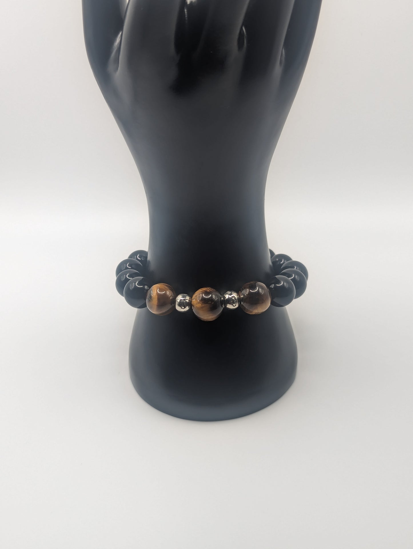 Tiger's Eye and Black Obsidian Bracelet