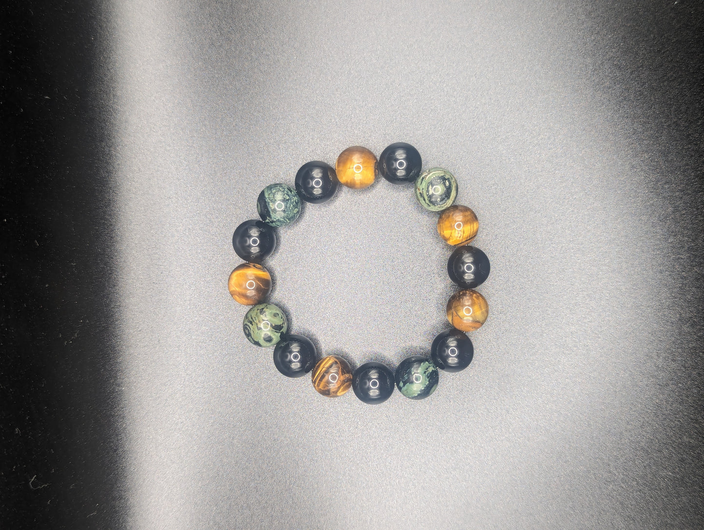 Protection and Grounding Trio Bracelet (black obsidian, tiger's eye, kambaba jasper)