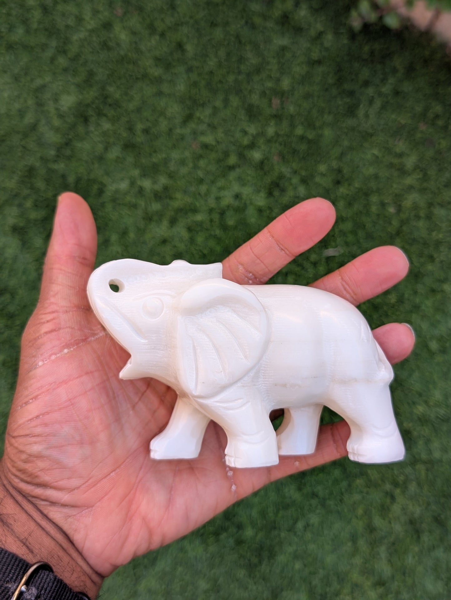 White Jade Elephant Carving – 3" | 1 lb