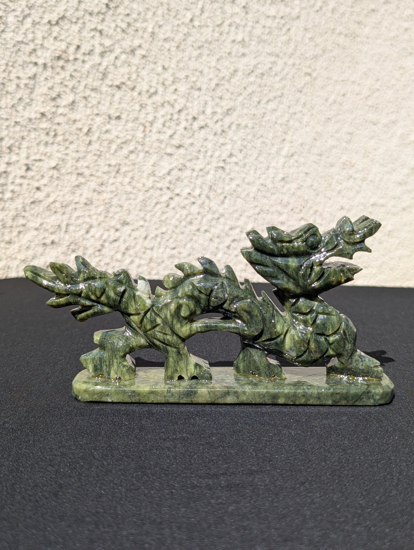 Jade Dragon Carving – 3.3" H | 7.5" L | 0.7 lbs