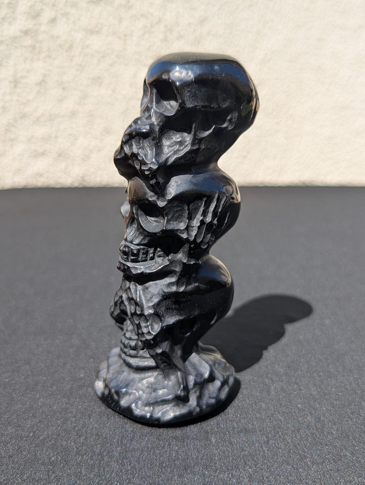 Dark Wisdom Obsidian Carving - "Hear No, Speak No, See No" - 4.8" | 0.7 lbs