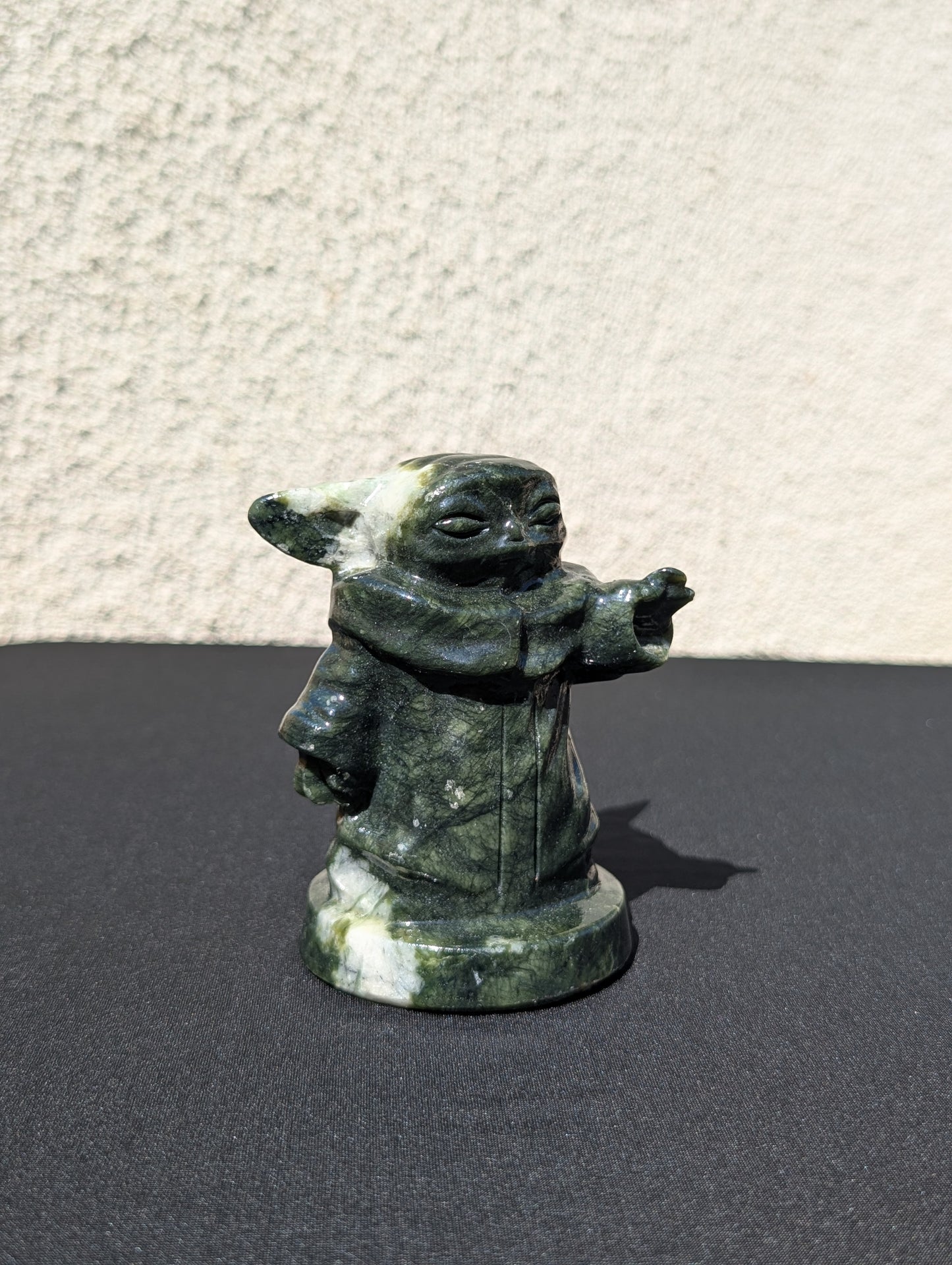 Grogu Jade Carving with White Jade – 4" | 1.3 lbs