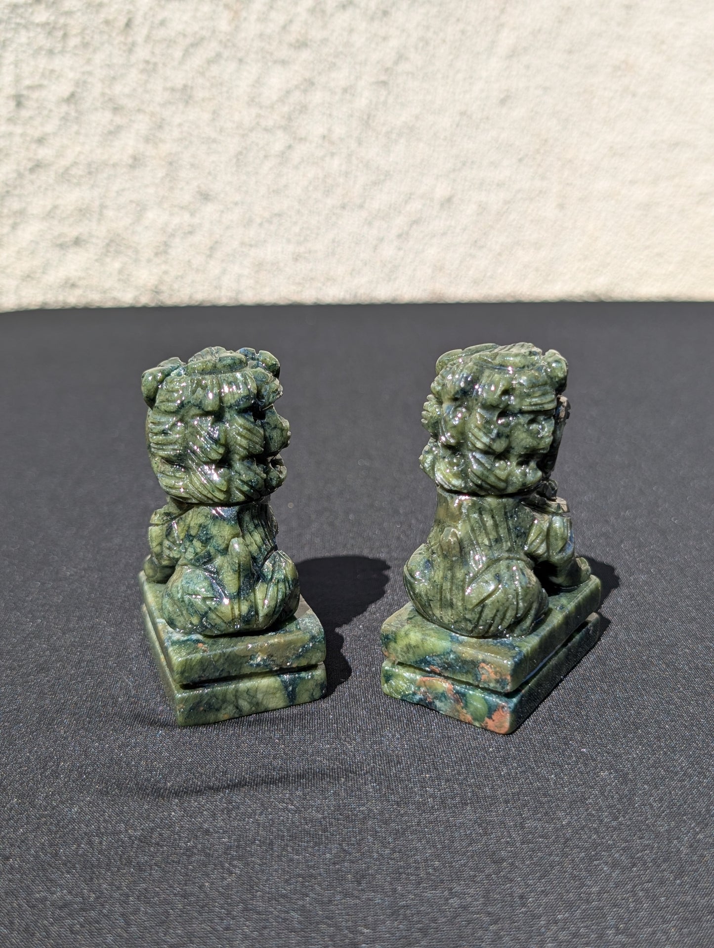 Pair of Jade Foo Dog Carvings – 2.6" | Total Weight: 0.75 lbs