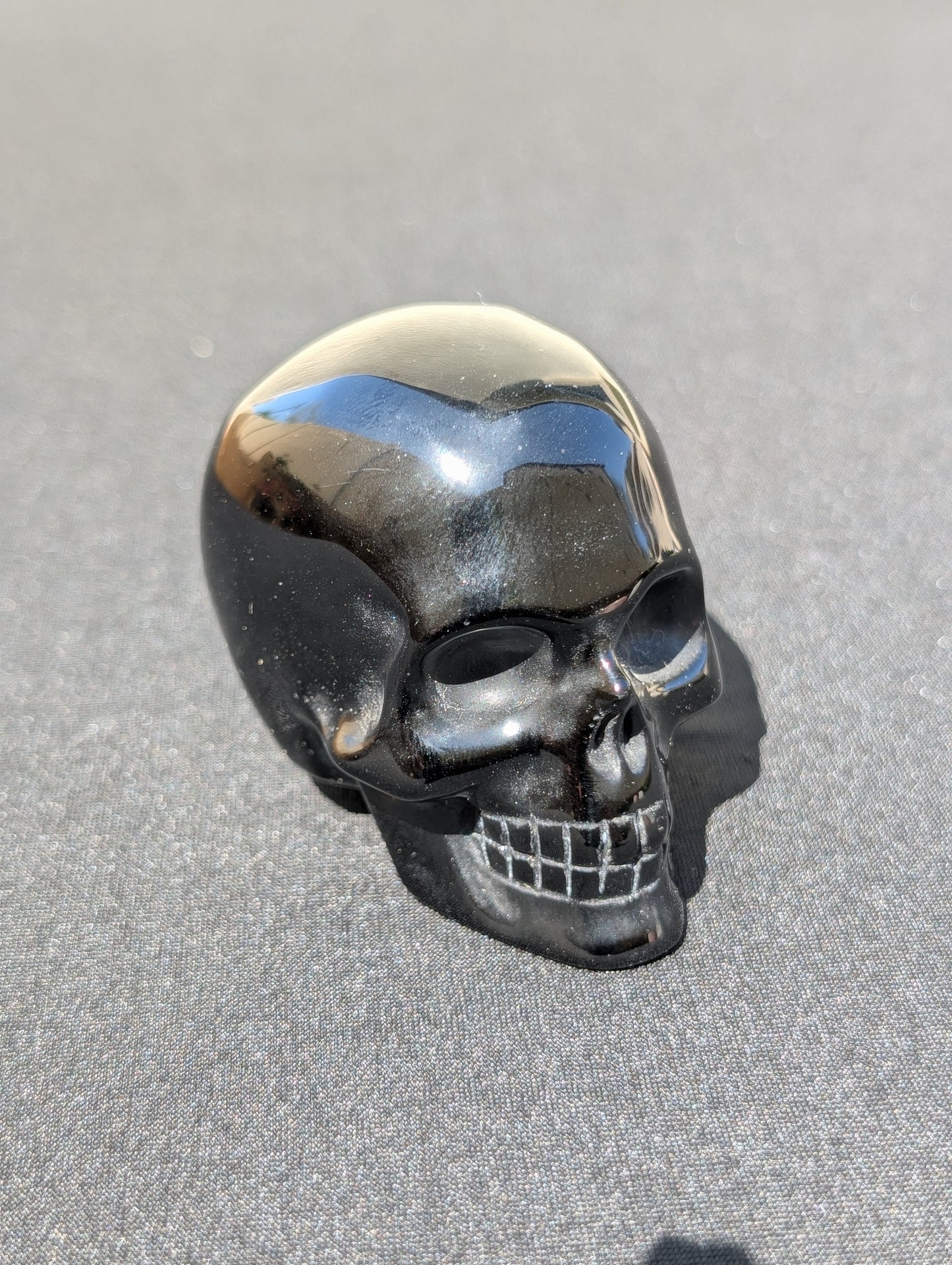 Black Agate Skull Carving – 2" | 0.7 lbs