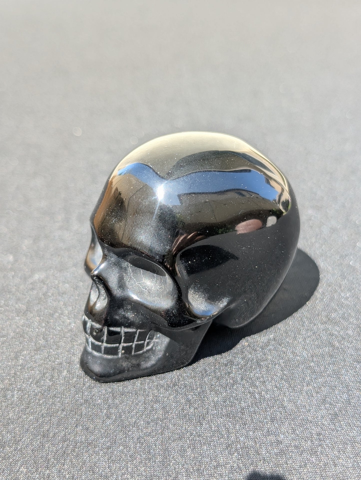 Black Agate Skull Carving – 2" | 0.7 lbs