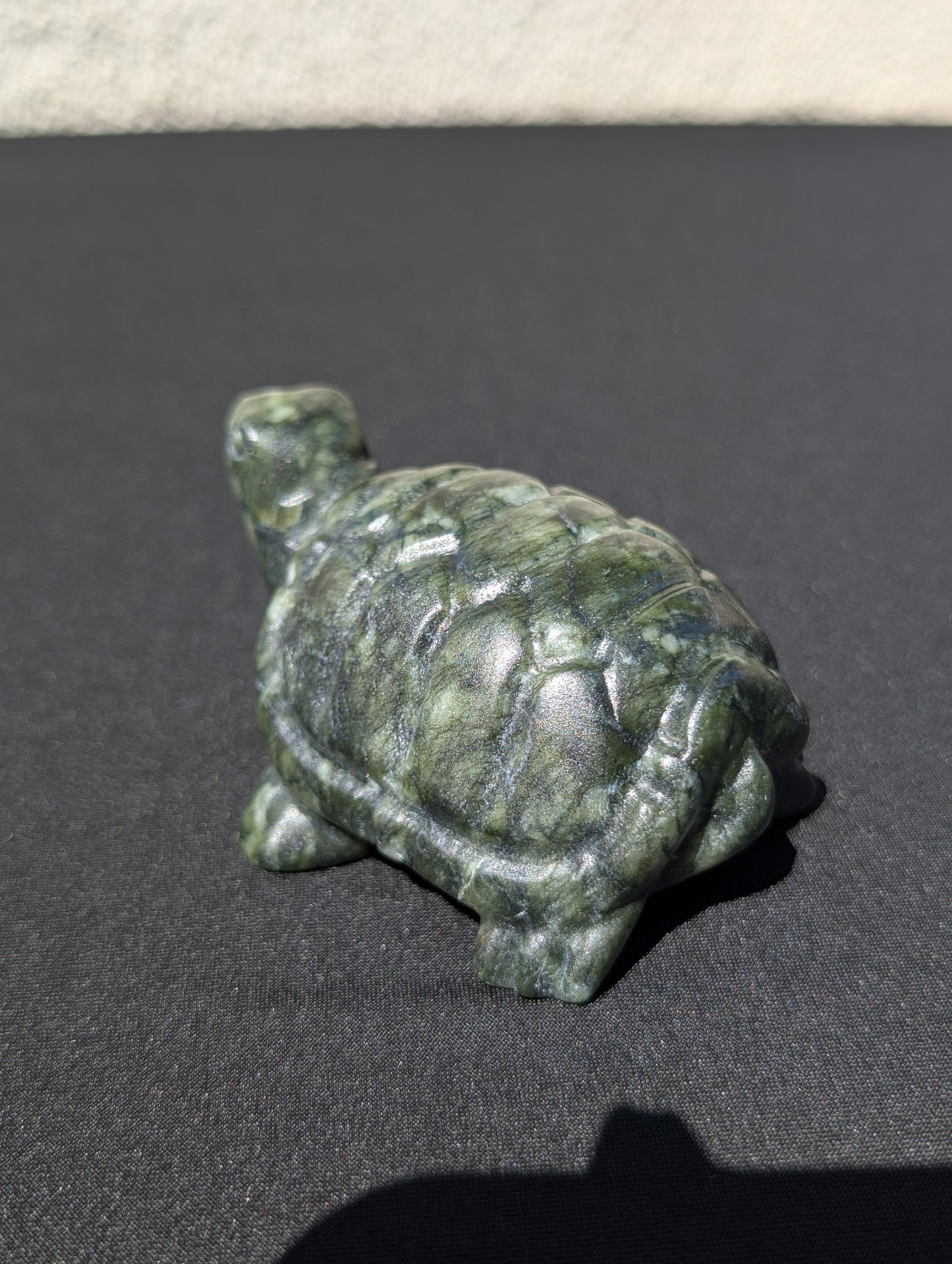 Hand-Carved Jade Turtle Carving – 3.5" | 0.6 lbs