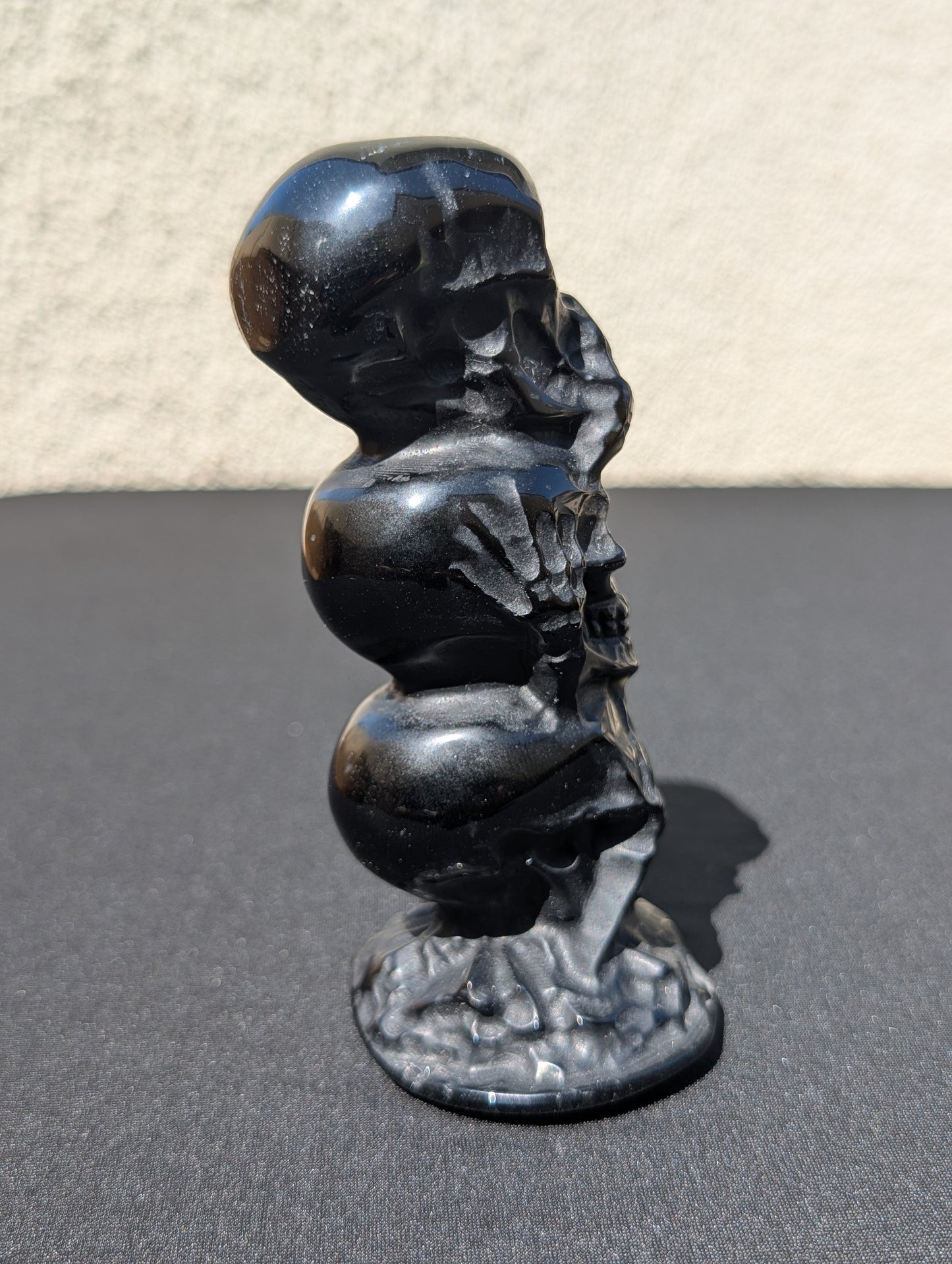 Dark Wisdom Obsidian Carving - "Hear No, Speak No, See No" - 4.8" | 0.7 lbs