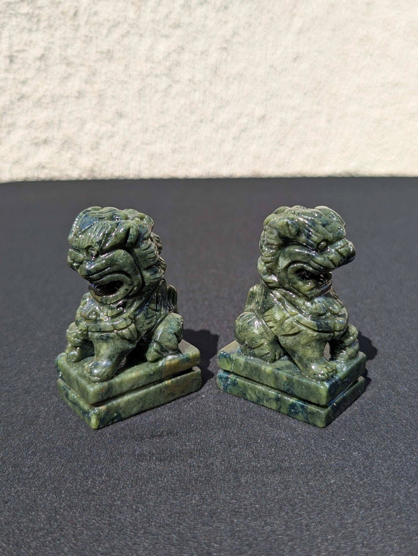 Pair of Jade Foo Dog Carvings – 2.6" | Total Weight: 0.75 lbs