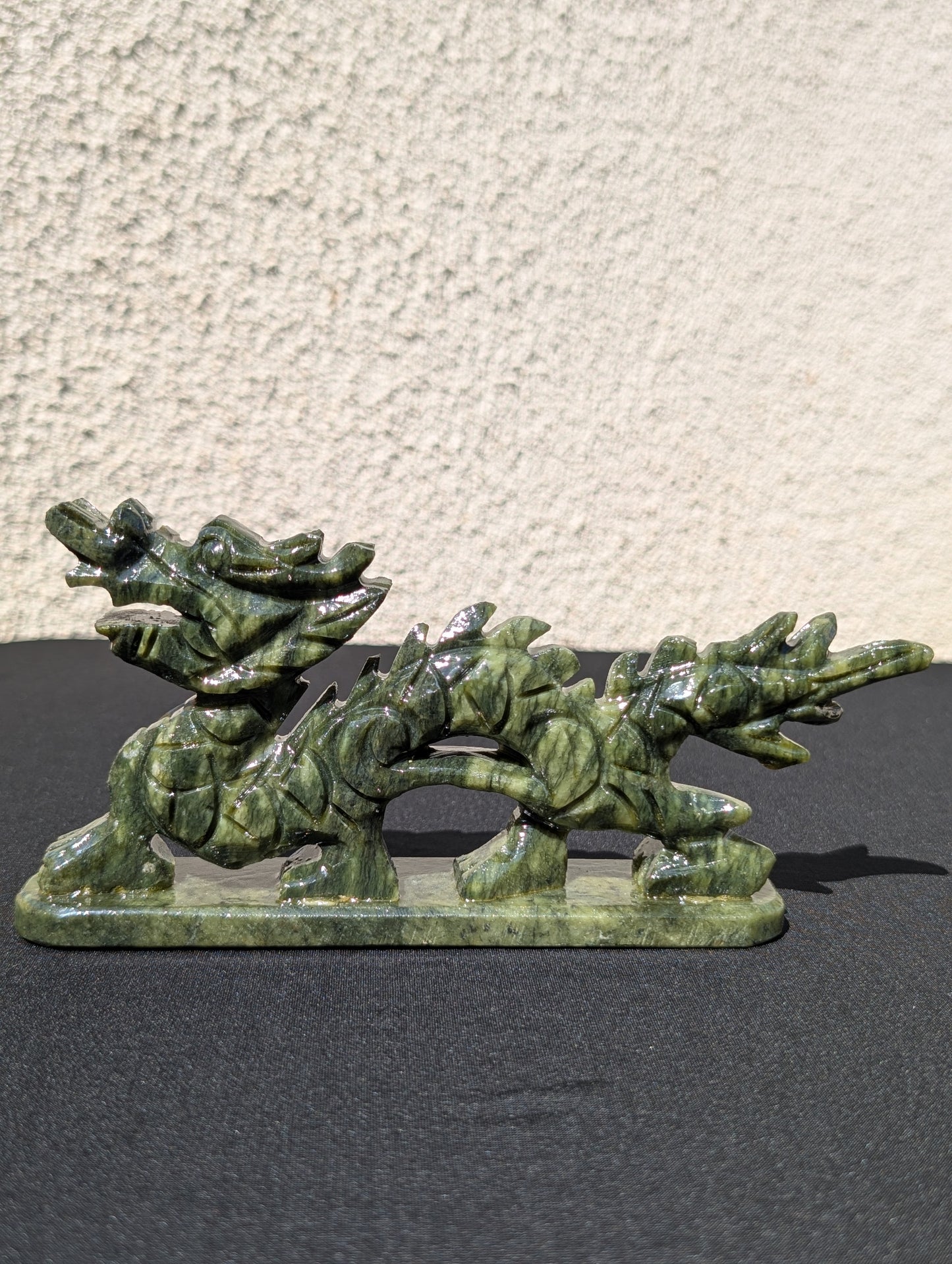 Jade Dragon Carving – 3.3" H | 7.5" L | 0.7 lbs