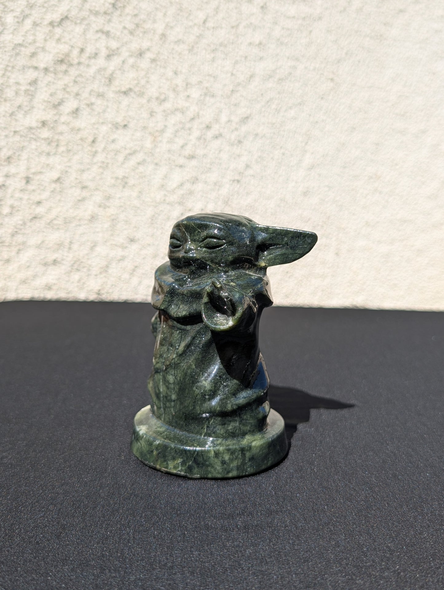 Grogu Jade Carving with White Jade – 4" | 1.3 lbs