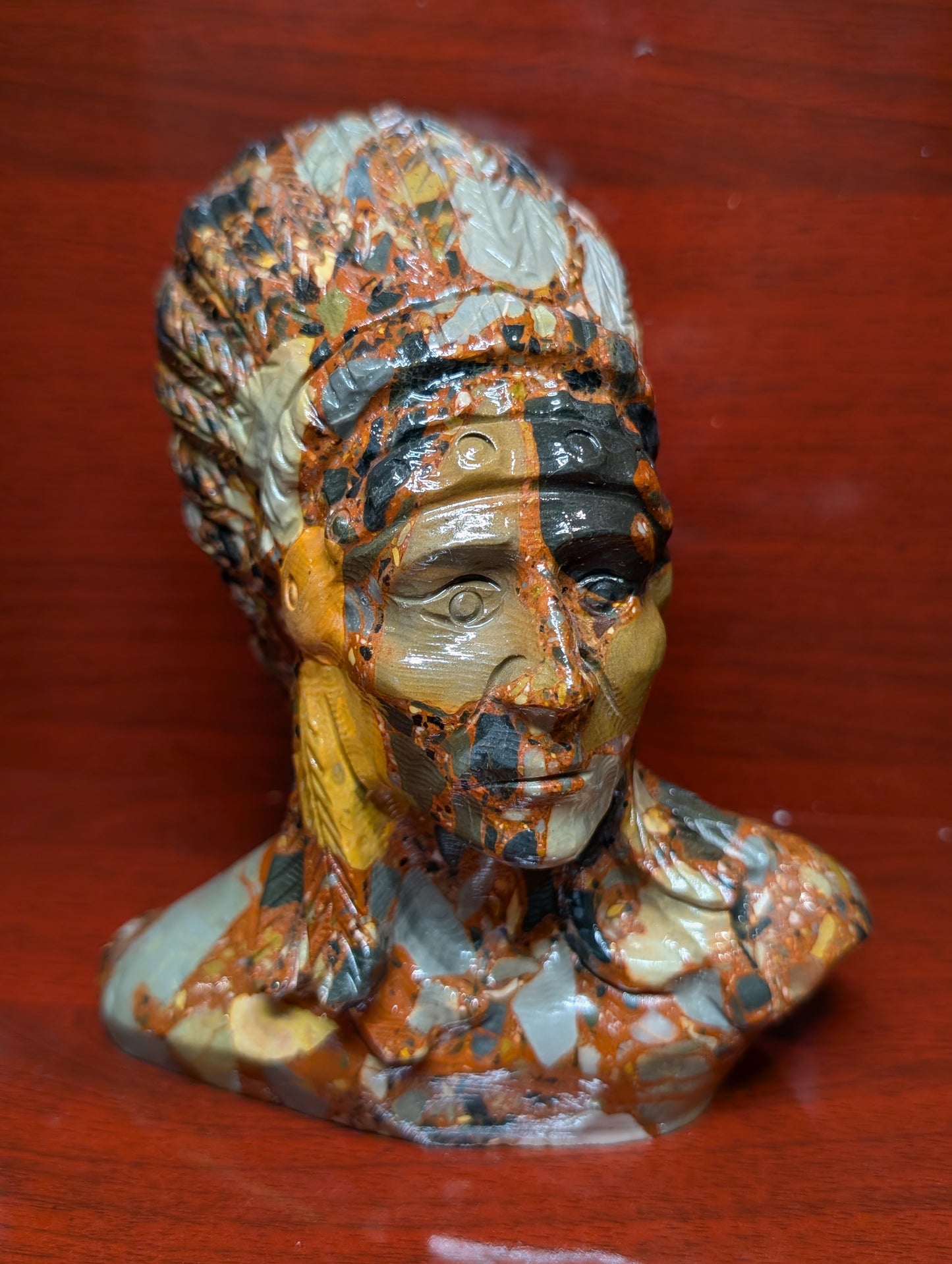 Brecciated Jasper Warrior Bust – Hand-Carved Crystal carving