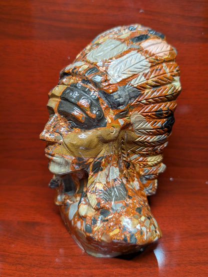 Brecciated Jasper Warrior Bust – Hand-Carved Crystal carving