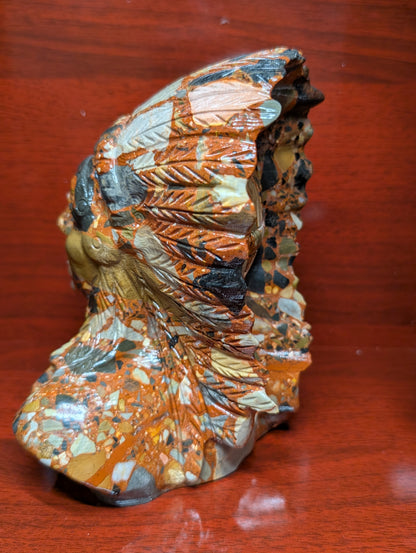 Brecciated Jasper Warrior Bust – Hand-Carved Crystal carving
