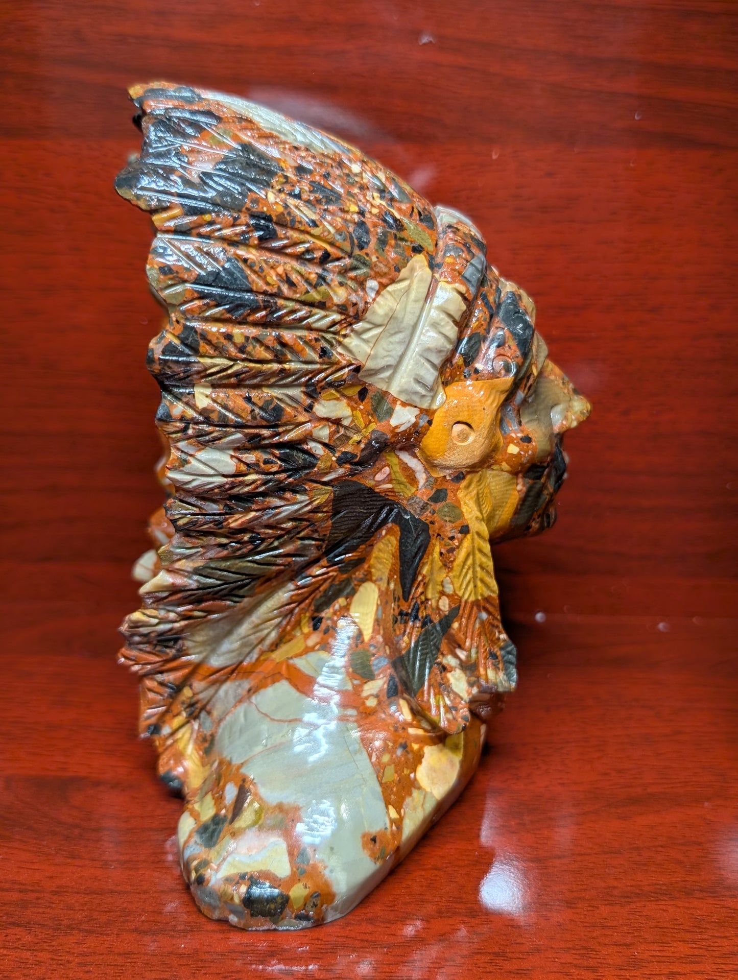 Brecciated Jasper Warrior Bust – Hand-Carved Crystal carving