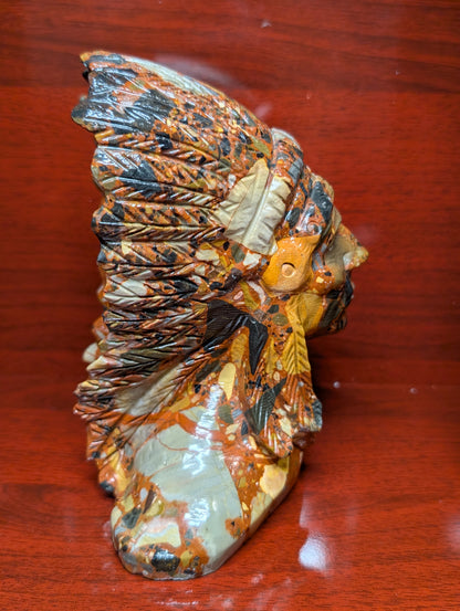 Brecciated Jasper Warrior Bust – Hand-Carved Crystal carving