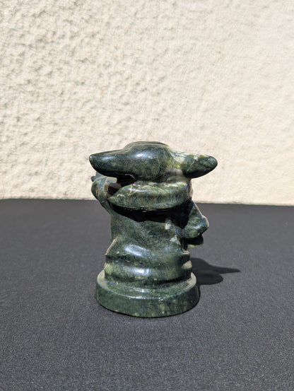 Grogu Jade Carving with White Jade – 4" | 1.3 lbs