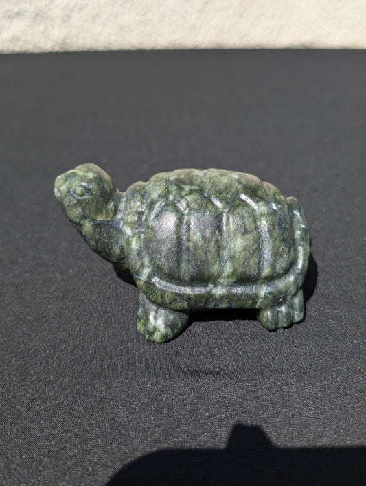 Hand-Carved Jade Turtle Carving – 3.5" | 0.6 lbs