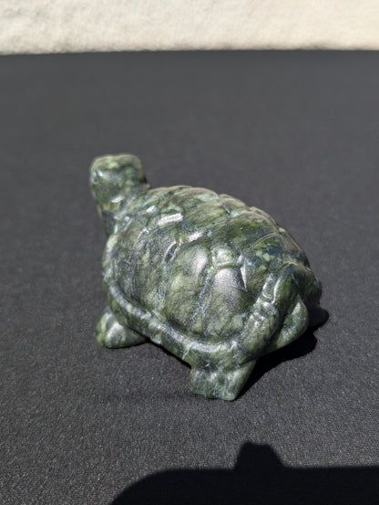 Hand-Carved Jade Turtle Carving – 3.5" | 0.6 lbs