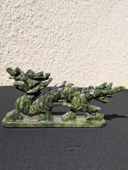 Jade Dragon Carving – 3.3" H | 7.5" L | 0.7 lbs