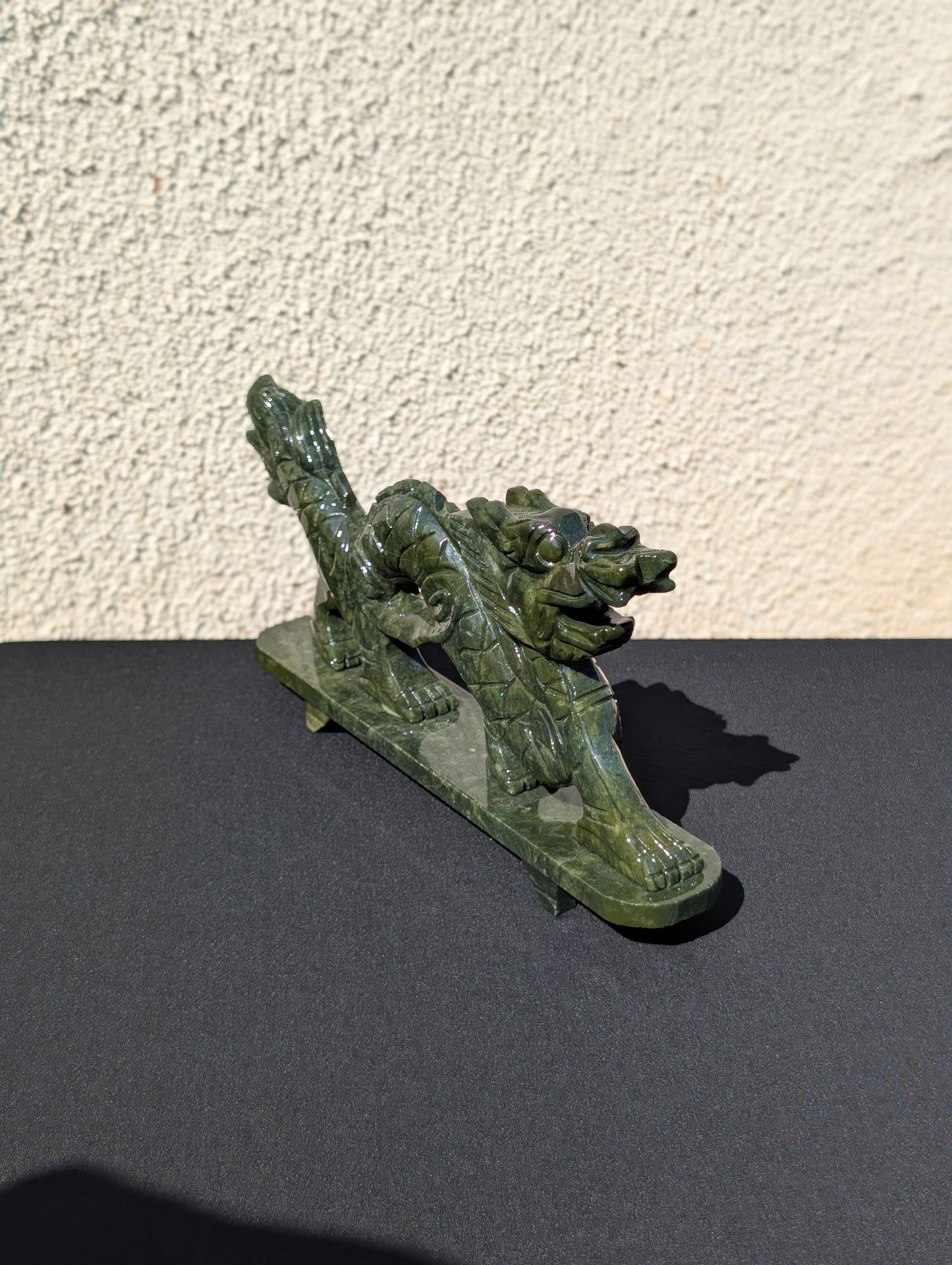 Jade Dragon Carving – 5.7" H | 11" L | 2.8 lbs
