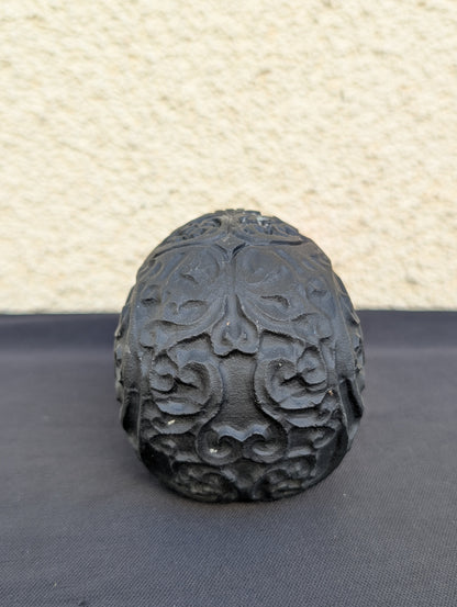 Matte Obsidian Skull Carving – 3"