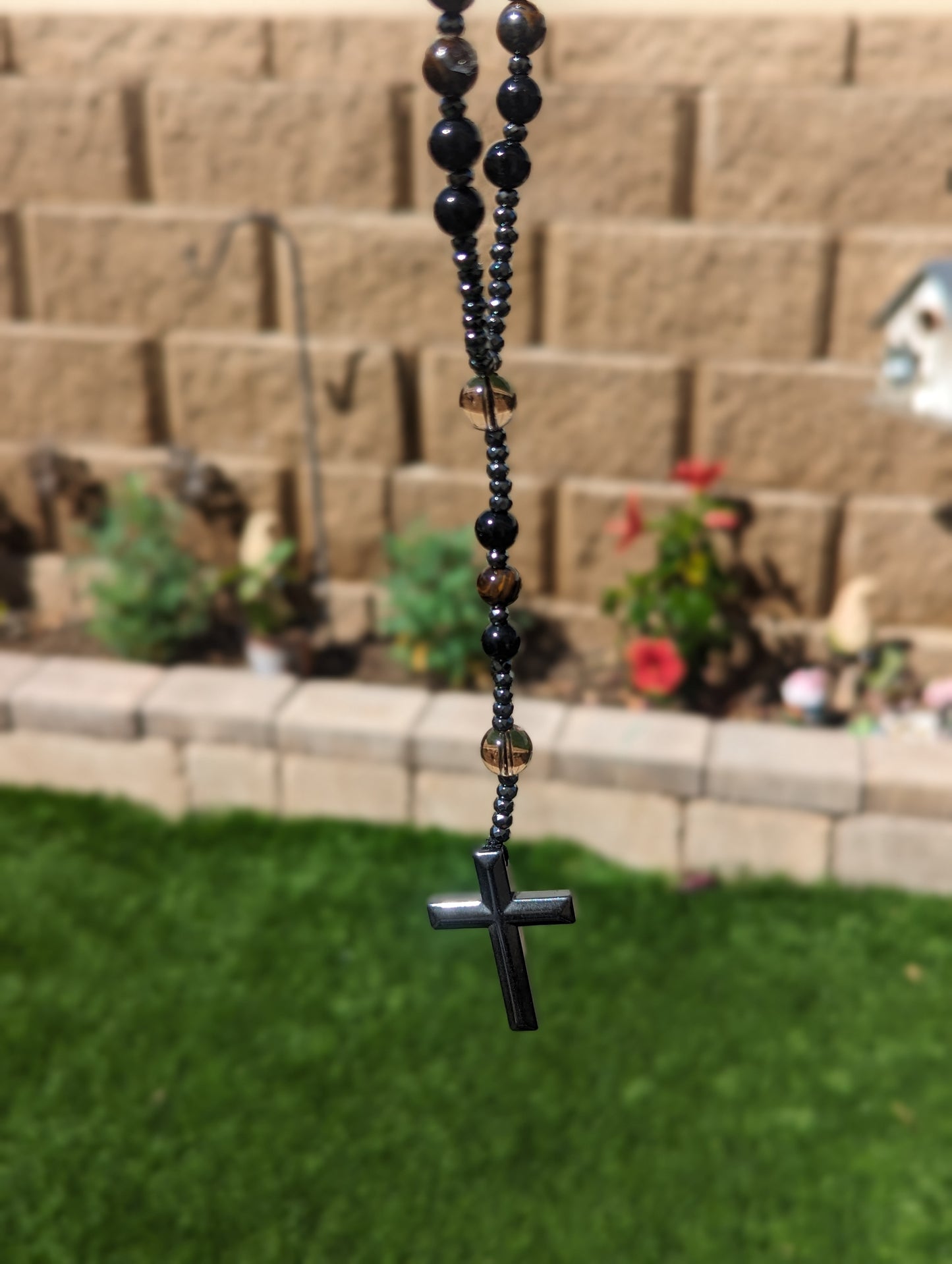 Tiger's Eye, Hematite, and Obsidian Rosary