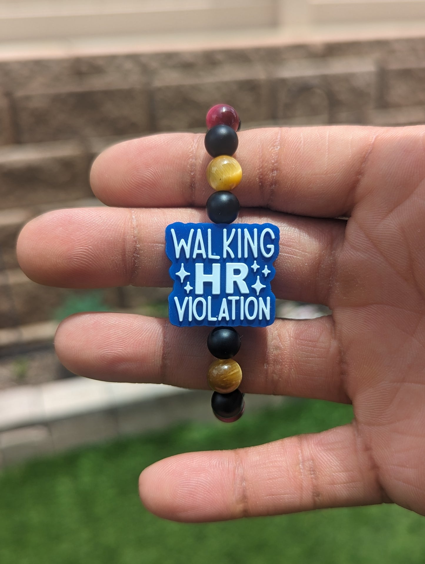 Walking HR Violation Bracelet (Matte Obsidian and Multi Color Tiger's Eye)