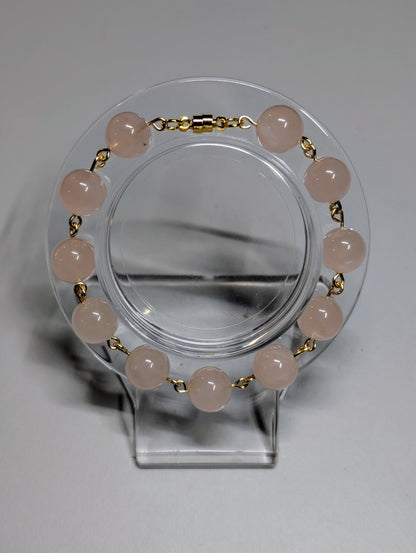 Rose Quartz Beaded Bracelet with Magnetic Clasp