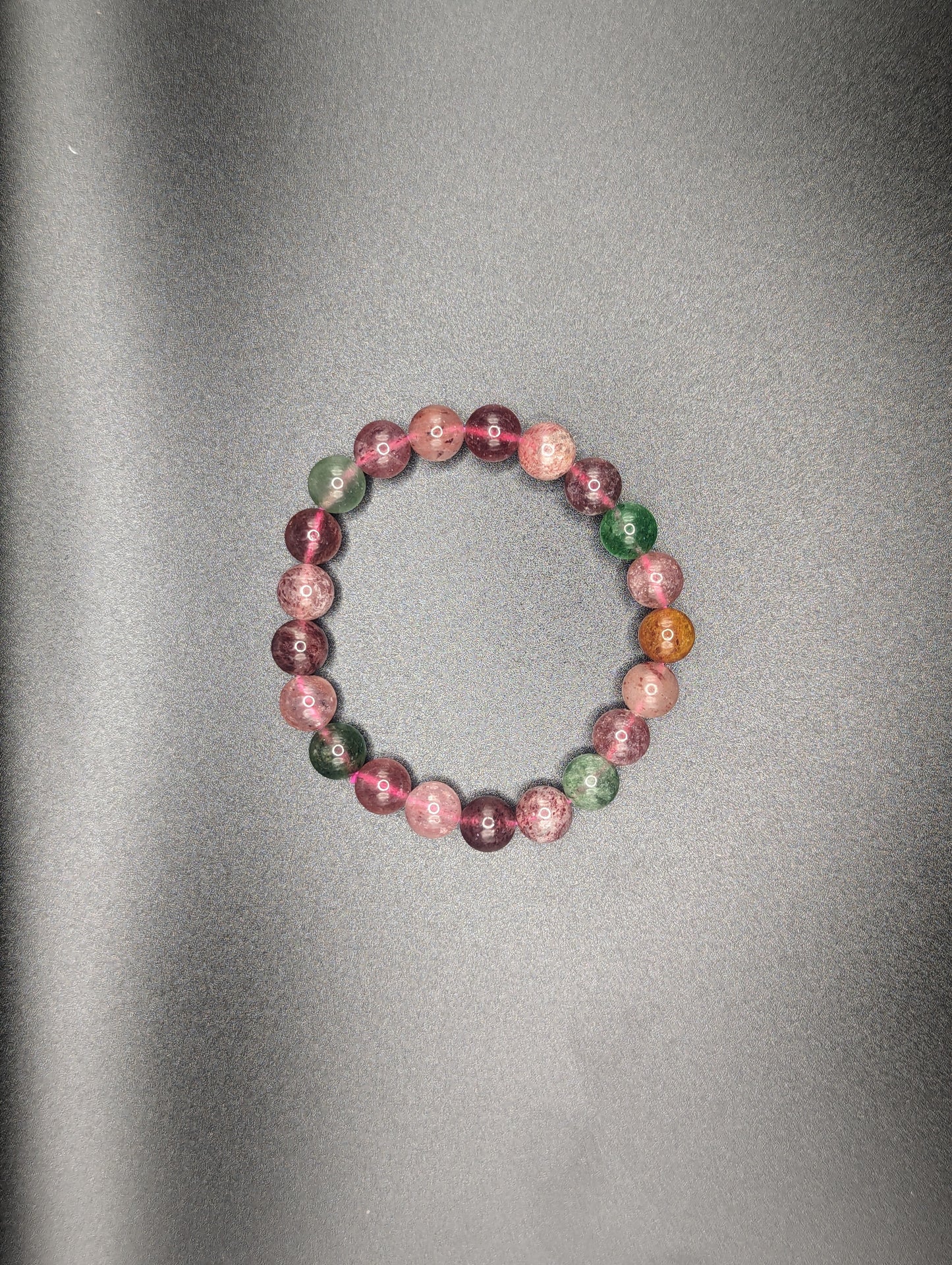 Pink and Green Strawberry Quartz Bracelet