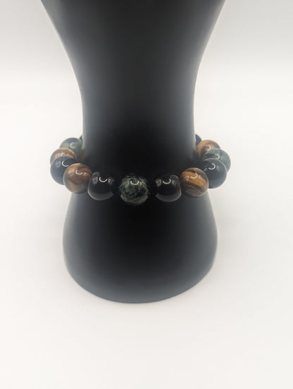 Protection and Grounding Trio Bracelet (black obsidian, tiger's eye, kambaba jasper)