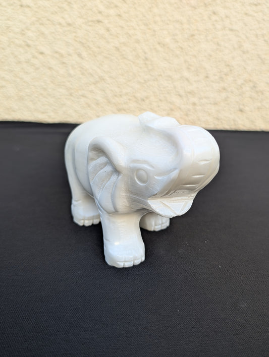 White Jade Elephant Carving – 3" | 1 lb