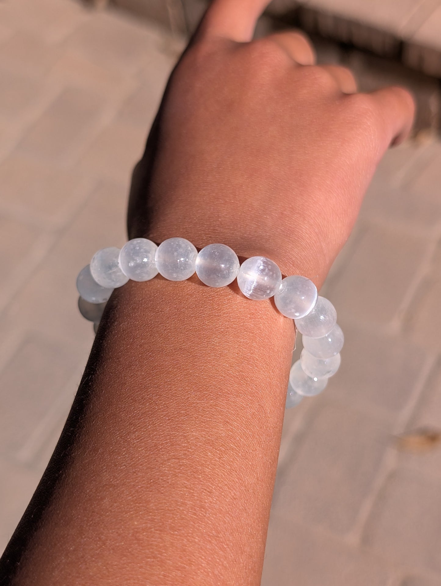 Gypsum Crystal Stretch Bracelet – 10mm Natural Stone Beads