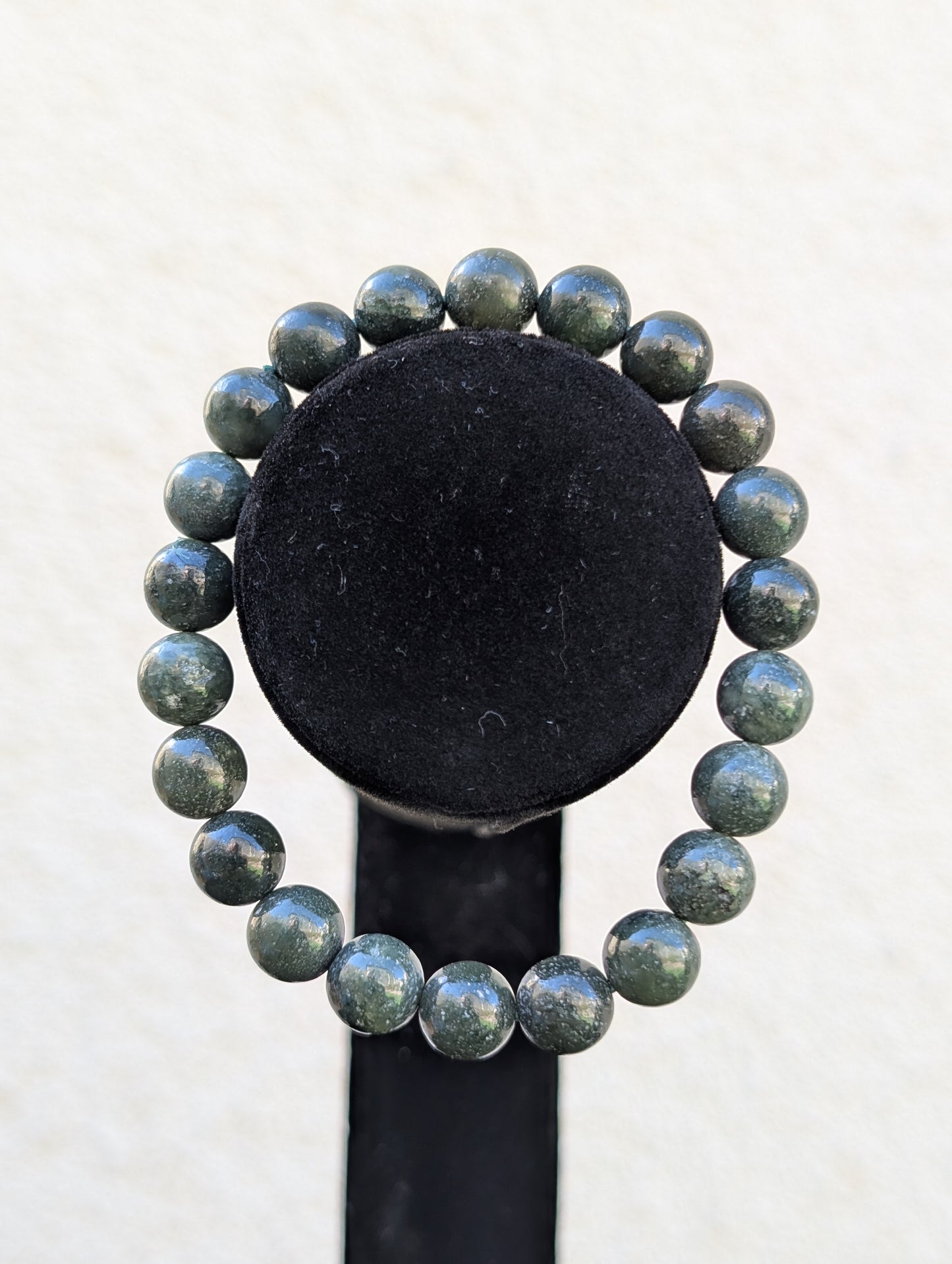 Hetian Jade Stretch Bracelet – 10mm Natural Stone Beads