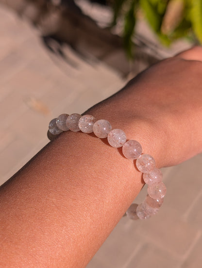 Pink Lemurian Quartz Bracelet – Divine Feminine • Heart Healing • Soul Alignment