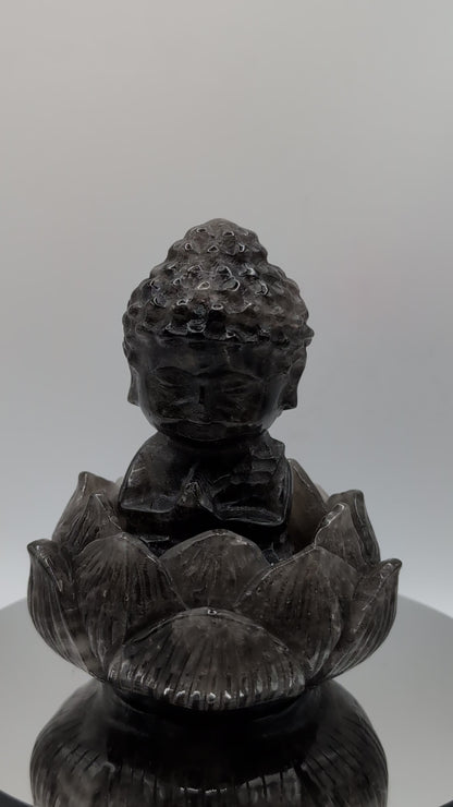 Smoky Quartz Buddha & Lotus Bowl Set – Grounding & Protection Crystal