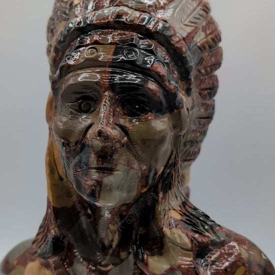 Brecciated Jasper Warrior Native American Indian Bust Crystal Fusion Designs vid