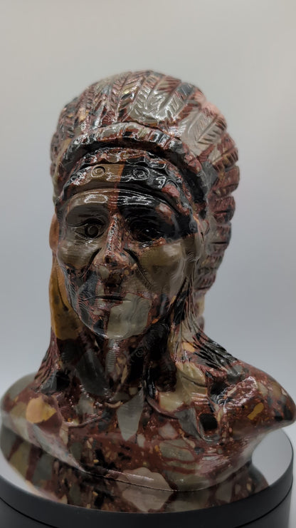 Brecciated Jasper Warrior Native American Indian Bust Crystal Fusion Designs vid