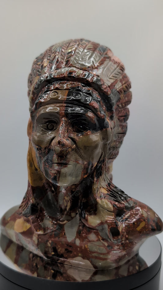 Brecciated Jasper Warrior Native American Indian Bust Crystal Fusion Designs vid