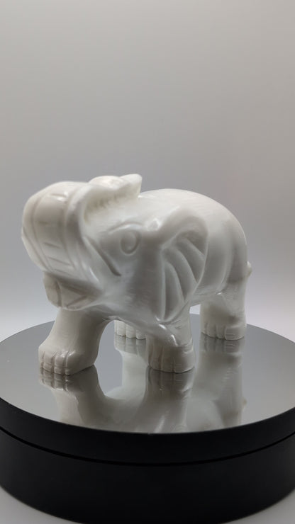 White Jade Elephant Carving – 3" | 1 lb