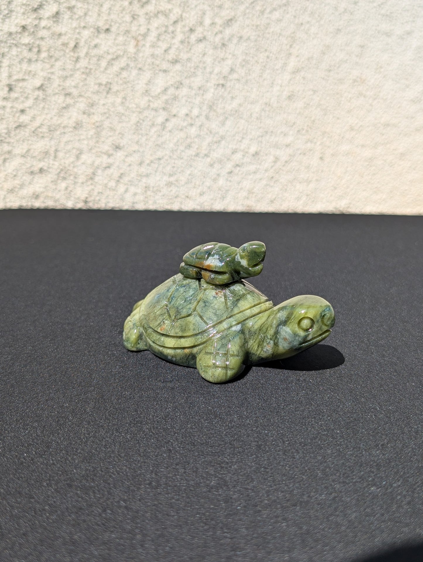 Jade Turtle with Baby Carving – 2.2" | 0.7 lbs