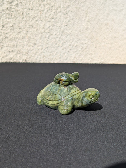 Jade Turtle with Baby Carving – 2.2" | 0.7 lbs