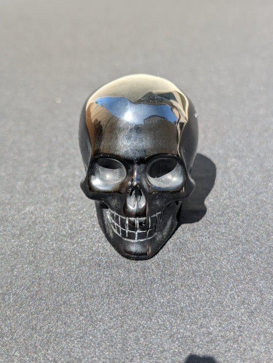 Black Agate Skull Carving – 2" | 0.7 lbs